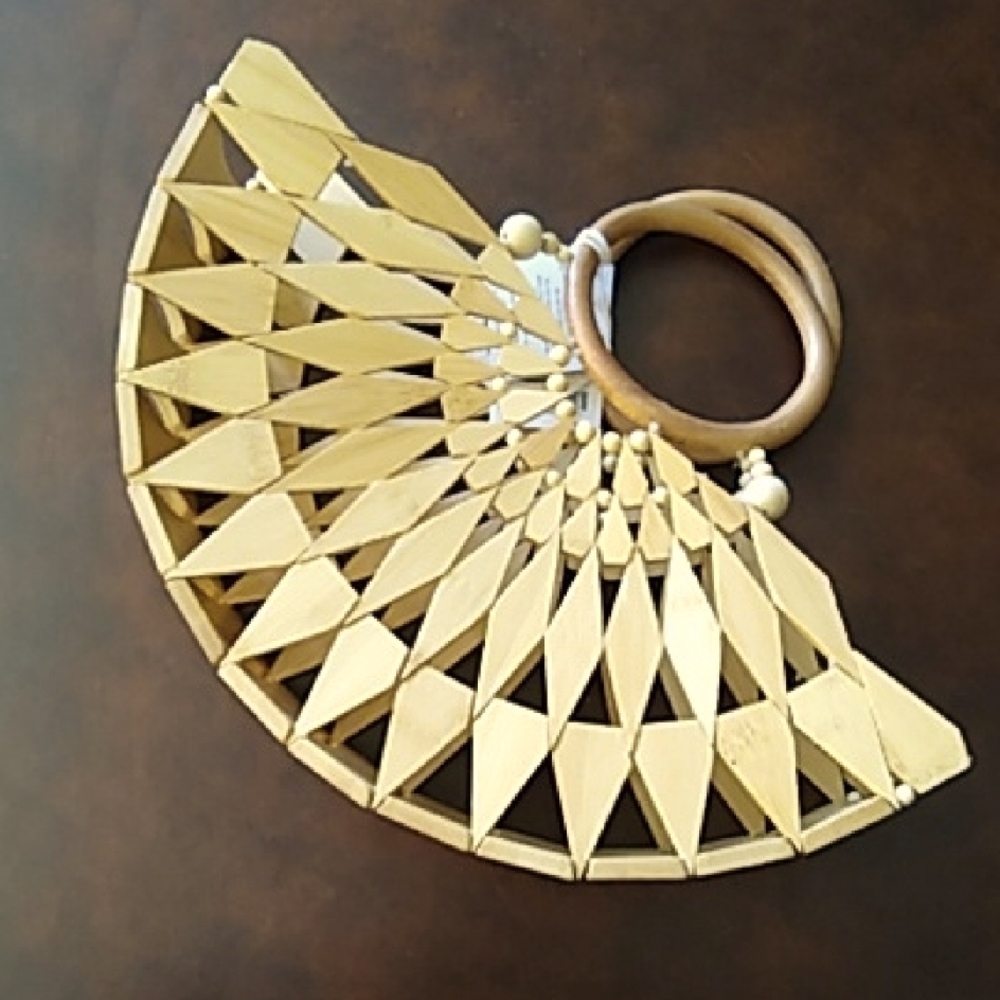 Artistic Wooden Fan Handbag